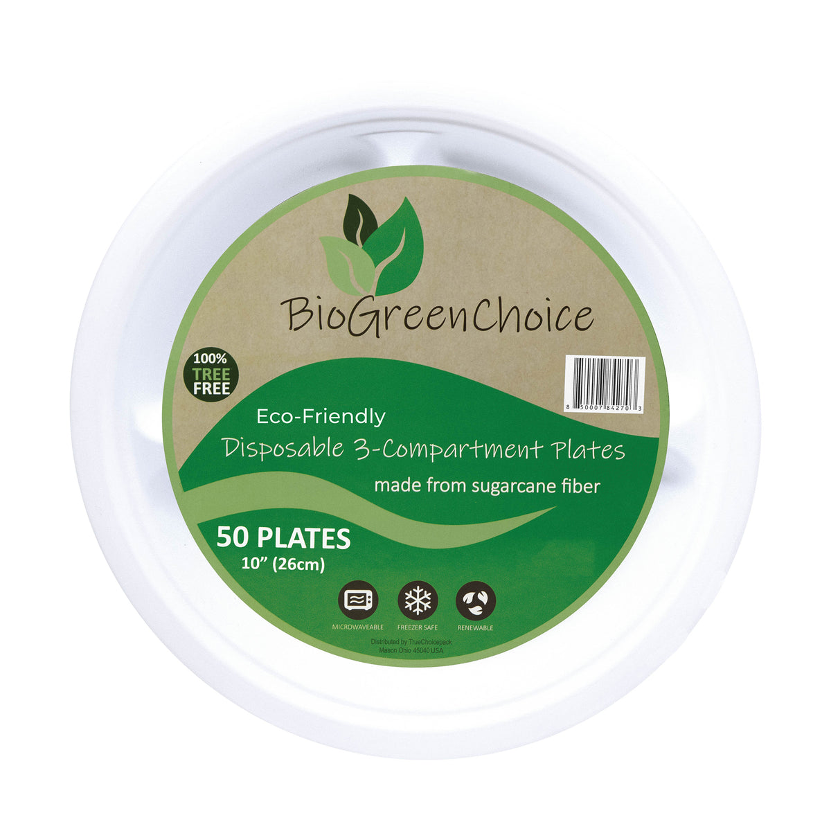 Compostable 10 by 3 Compartment Plates (White) – Mr Green Guys