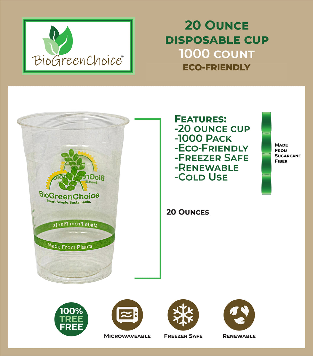 20oz Ingeo Clear Cold Cup Green Safe 1000/case – Green Safe Products