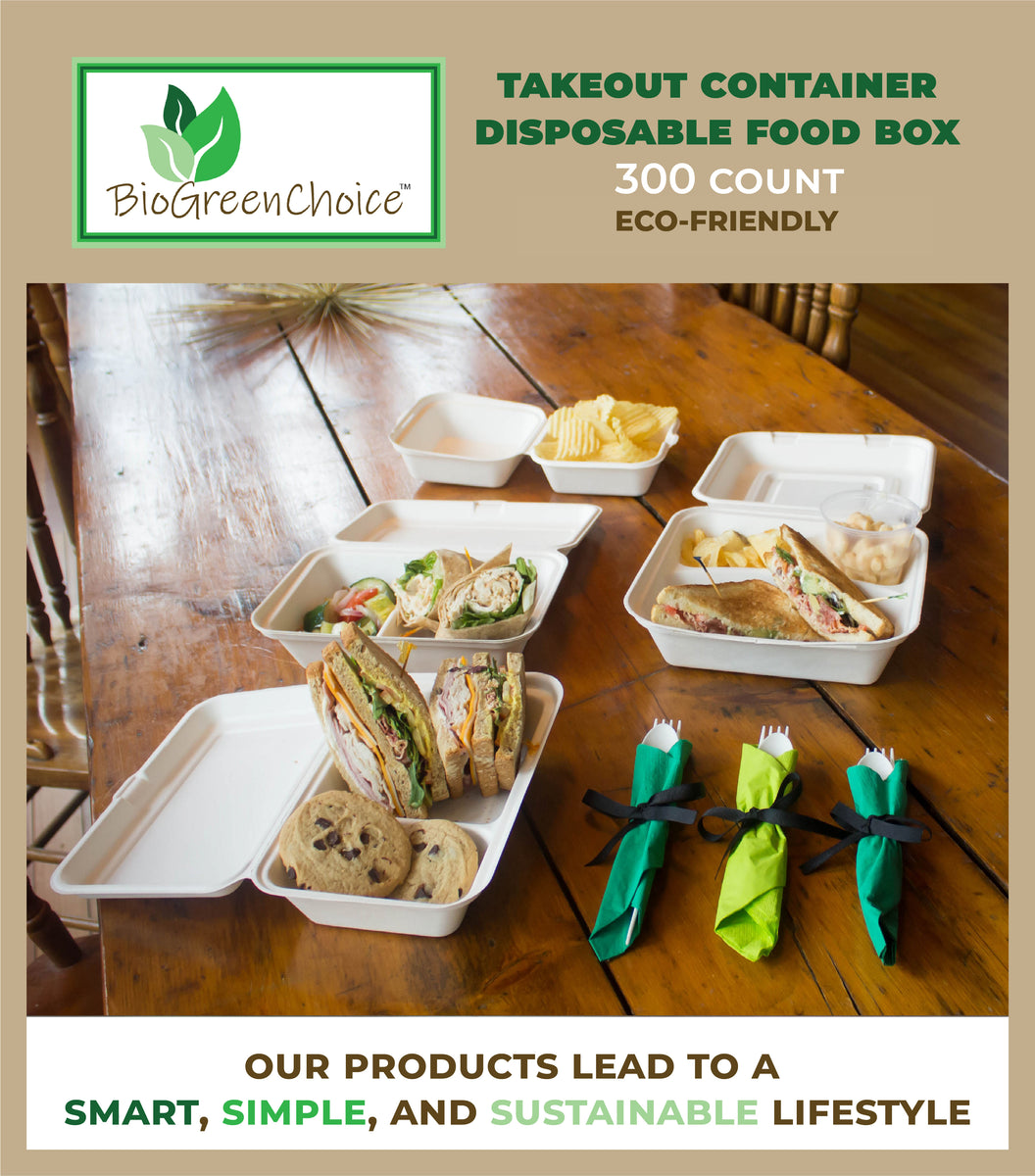 6x6x3 Eco-Friendly Disposable Takeout Box / Burger Box (500 Count) –  BioGreenChoice