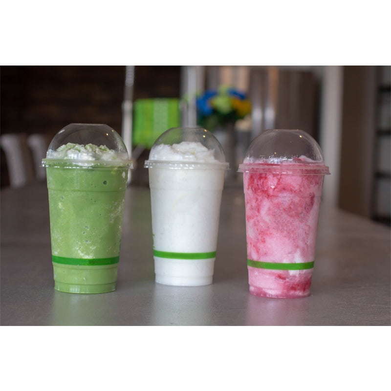 Clear Cups For Cold Drinks – Green Stripe Clear BioCups