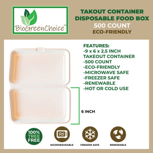 9x6x2.5 Eco-Friendly Disposable Takeout Box / Double Compartment Conta –  BioGreenChoice